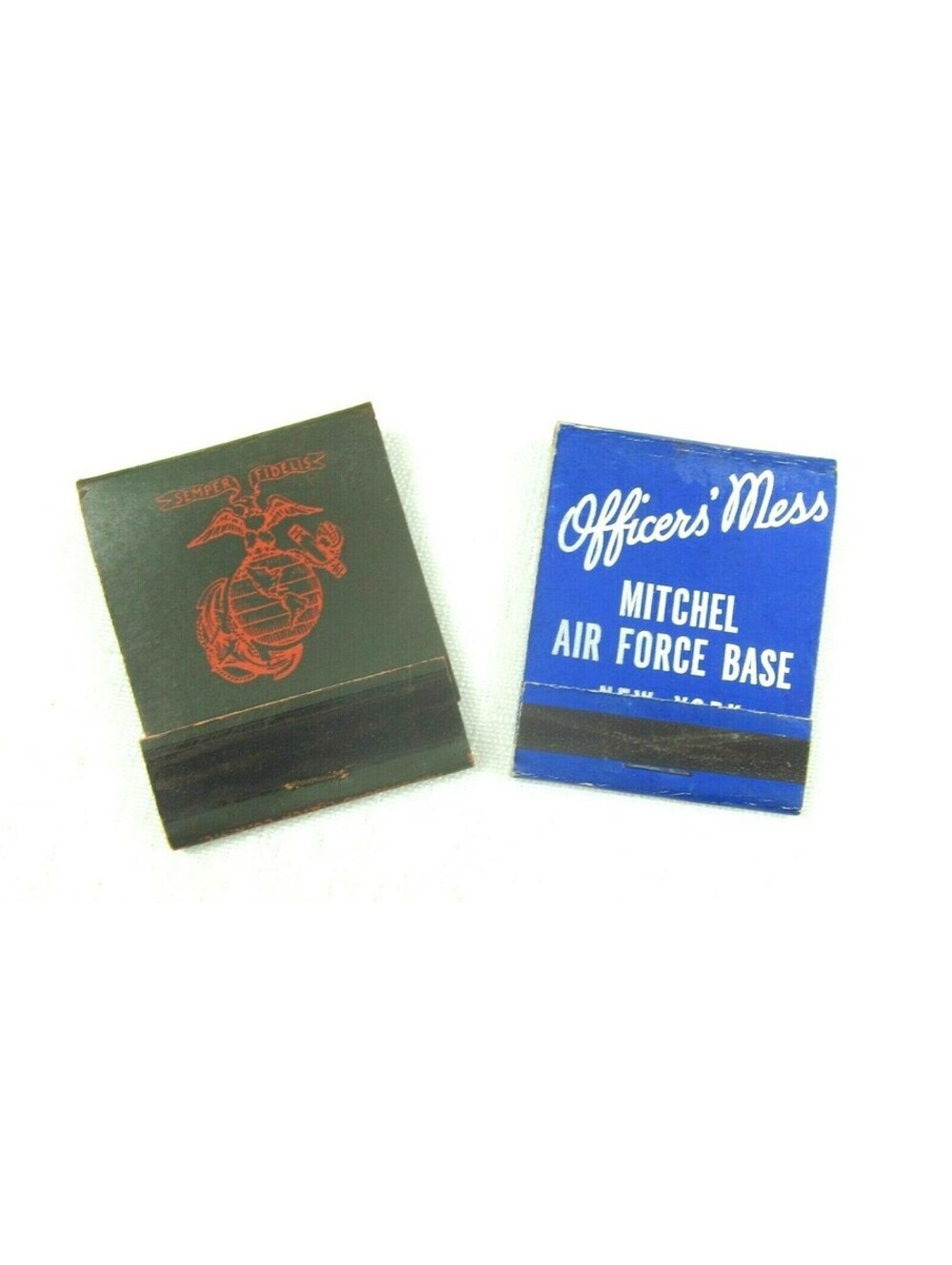 2 Vintage Matchbooks Marine Camp LeJeune & Mitchel Air Force Base Officers Mess